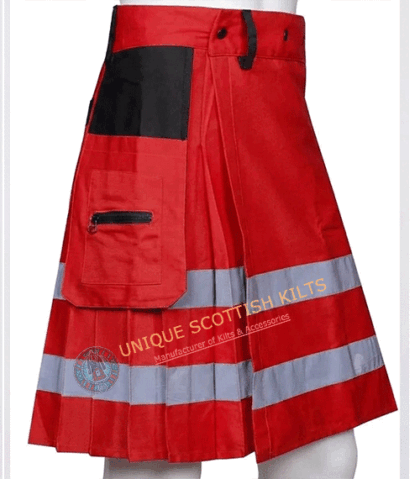 Handmade Firefighter Red Cotton Fire Department Utility Kilt