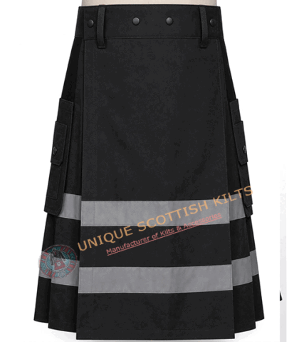 Handmade Firefighter Black Cotton Fire Department Utility Kilt