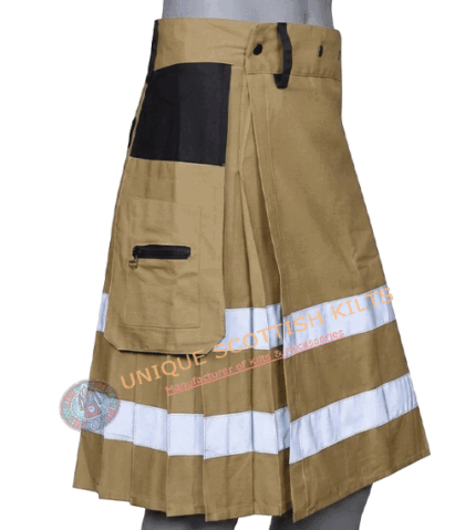 Handmade Firefighter Khaki Cotton Fire Department Utility Kilt