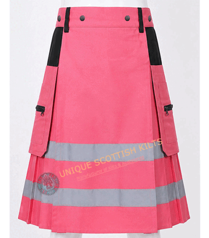 Handmade Firefighter Pink Cotton Fire Department Utility Kilt
