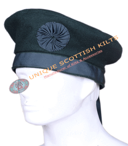 Scottish Irish Caubeen Solid Green Wool Hat - 100% Wool Berets Balmorals Military Army Headwear Caps