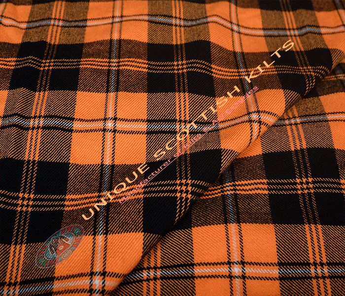 Johnston Orange Black Tartan Fabric - Running Yards - 16 Oz Weight, 54 inches Width - Image 3