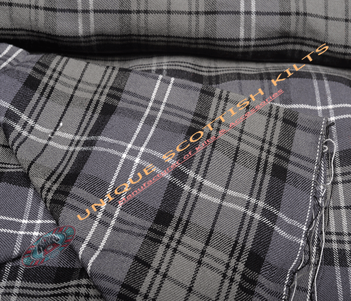 Hamilton Grey Tartan Fabric - Running Yards - 16 Oz Weight, 54 inches Width - Image 2