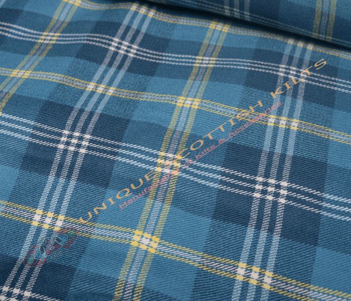 Gorman Blue Tartan Fabric - Running Yards - 16 Oz Weight, 54 inches Width - Image 3
