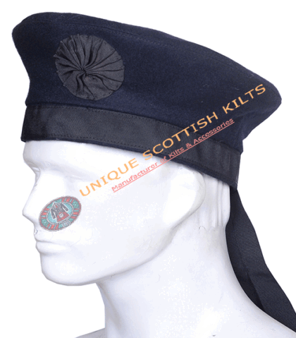 Scottish Irish Caubeen Beret Navy Blue Hat - 100% Wool Irish Military Balmorals Bonnet Hat