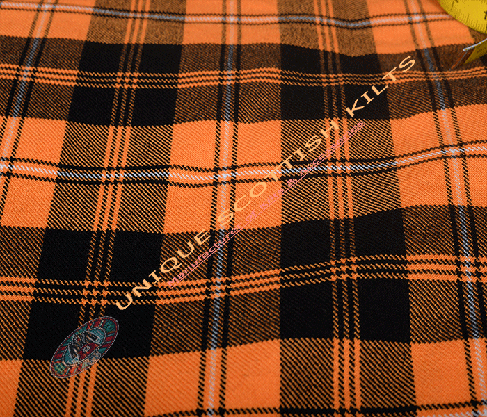 Johnston Orange Black Tartan Fabric - Running Yards - 16 Oz Weight, 54 inches Width - Image 2