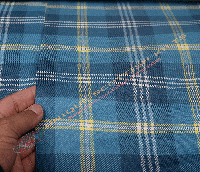 Gorman Blue Tartan Fabric - Running Yards - 16 Oz Weight, 54 inches Width - Image 2