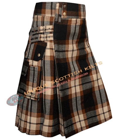 Rose Ancient Tartan Utility Kilt With Adjustable Buckles