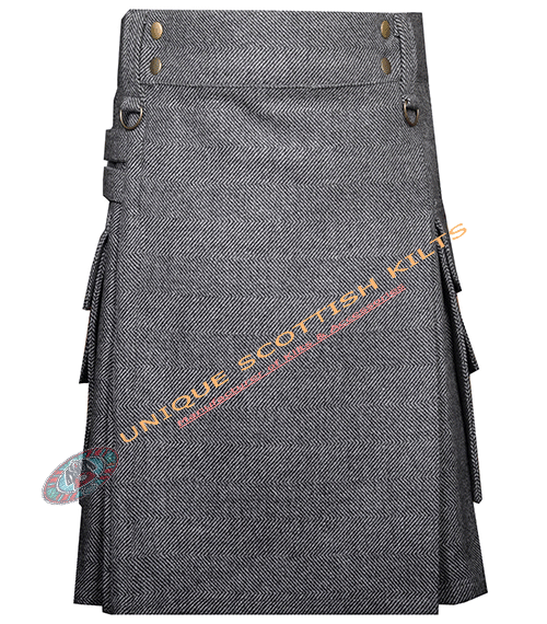 Scottish Grey Tweed Wool Utility Kilt - Image 2