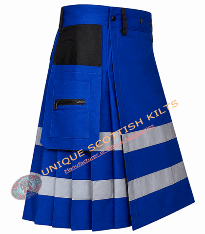Handmade Firefighter Blue Cotton Fire Department Utility Kilt