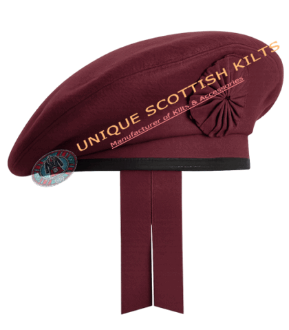 Scottish Irish Caubeen Maroon Wool Hat - 100% Wool Berets Balmorals Military Army Headwear Caps