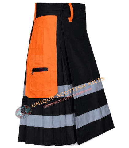 Black & Orange Firefighter Cotton Utility Kilt