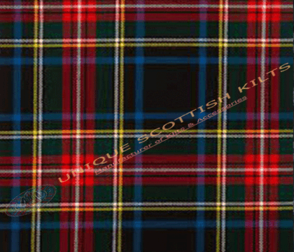 Black-Stewart-Tartan Fabric - Running Yards - 16 Oz Weight, 54 inches Width