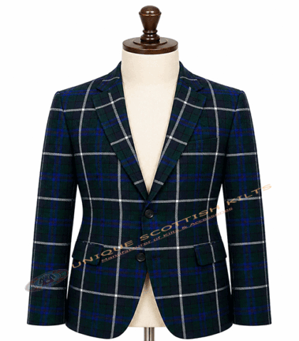 Blue Douglas Tartan Coat - Premium Highland Handmade jacket