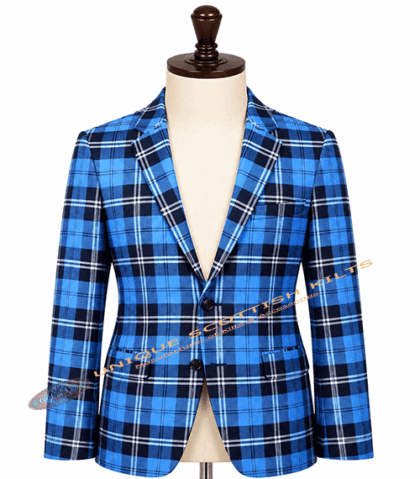 Ramsay Blue Tartan Coat - Premium Highland Handmade Jacket