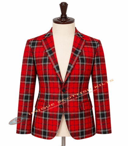 Ramsey Red Tartan Coat - Premium Highland Handmade Jacket