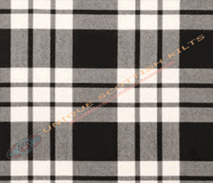 Mcfarlane-white-&-black-Tartan Fabric - Running Yards - 16 Oz Weight, 54 inches Width