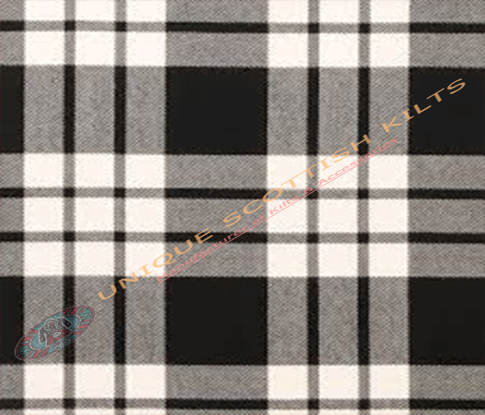 Mcfarlane-white-&-black-Tartan Fabric - Running Yards - 16 Oz Weight, 54 inches Width