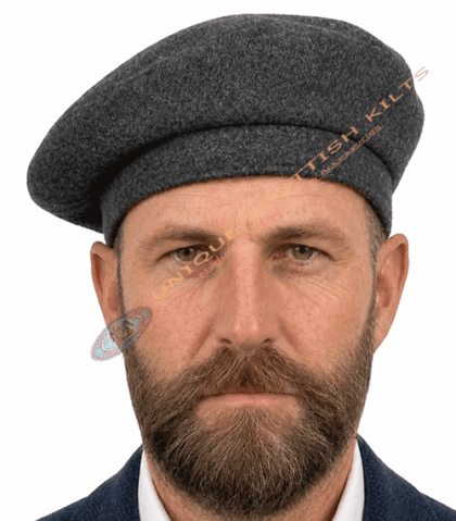 Dark Gray Tam O' Shanter Wool Hat for Men – Traditional Scottish Kilt Cap