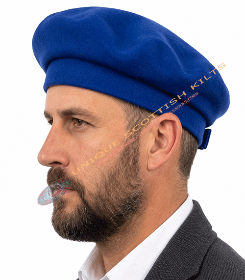 Royal Blue Tam O' Shanter Wool Hat for Men – Traditional Scottish Kilt Cap - Image 3