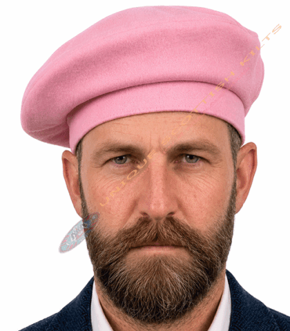 Pink Tam O' Shanter Wool Hat for Men – Traditional Scottish Kilt Cap
