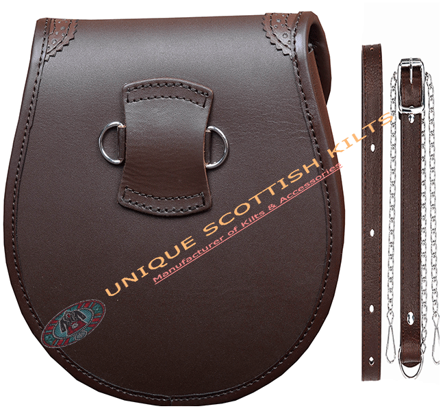 Scottish Handmade Brown Pigskin Semi Dress Sporran With Celtic Knot Design - Image 2
