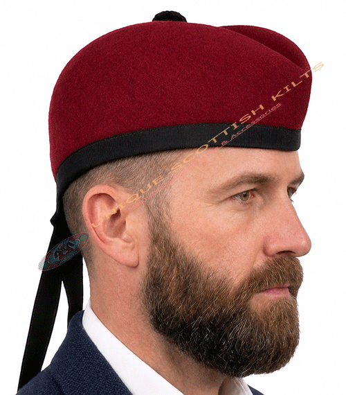 Glengarry Scottish Red Cap | Traditional Wool Highland Hat for Men & Women - Image 2