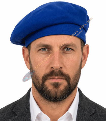 Royal Blue Tam O' Shanter Wool Hat for Men – Traditional Scottish Kilt Cap