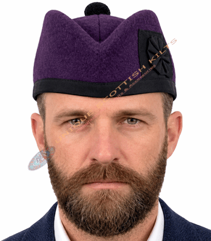 Glengarry Scottish Purple Cap | Traditional Wool Highland Hat for Men & Women