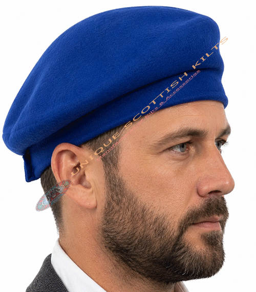 Royal Blue Tam O' Shanter Wool Hat for Men – Traditional Scottish Kilt Cap - Image 2