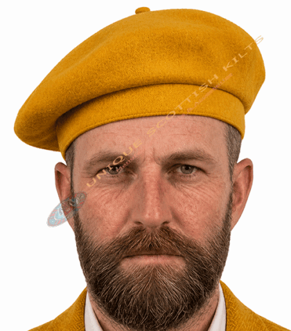 Yellow Tam O' Shanter Wool Hat for Men – Traditional Scottish Kilt Cap