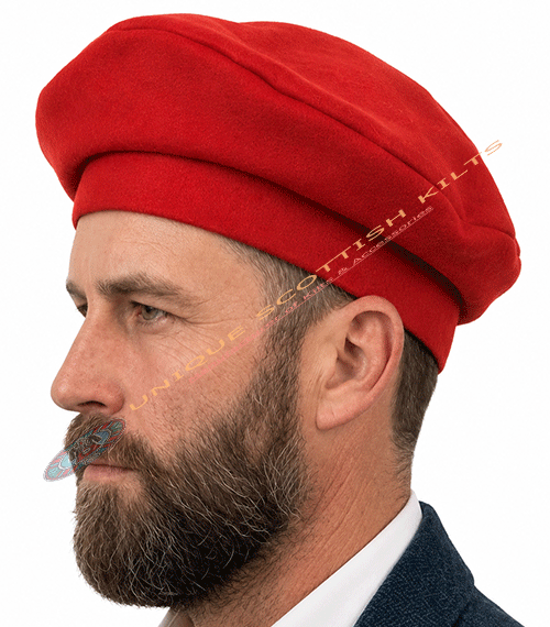 Orange Tam O' Shanter Wool Hat for Men – Traditional Scottish Kilt Cap - Image 3