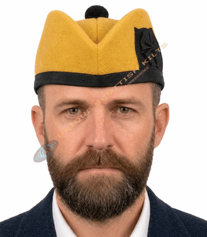 Glengarry Scottish Yellow Cap | Traditional Wool Highland Hat for Men & Women