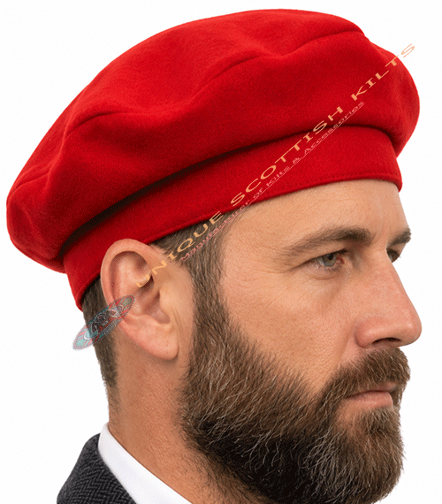 Orange Tam O' Shanter Wool Hat for Men – Traditional Scottish Kilt Cap - Image 2