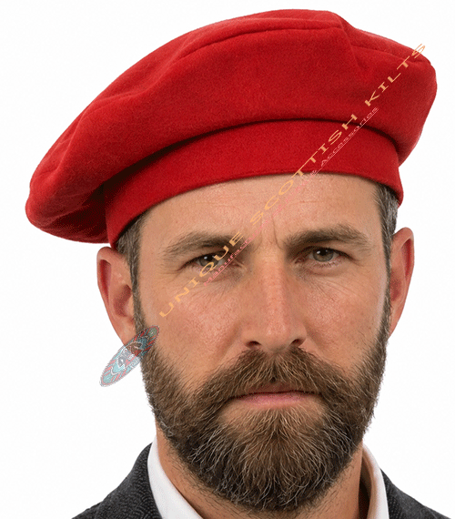 Orange Tam O' Shanter Wool Hat for Men – Traditional Scottish Kilt Cap
