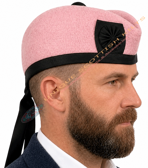 Glengarry Scottish Light Pink Cap | Traditional Wool Highland Hat for Men & Women - Image 3