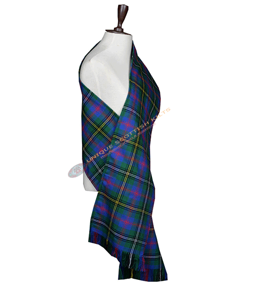 Clan Wood Tartan Scarf Hand Fringed - Women's Sash - Image 2
