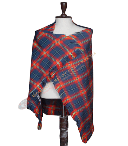 Bro Naoned Tartan Shawl – Traditional Scottish Highland Shoulder Plaid, Fringed Tartan Wrap Women