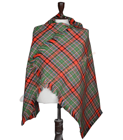 Valencia Ancient Tartan Shawl – Classic Highland Plaid Shoulder Wrap with Fringed Edges