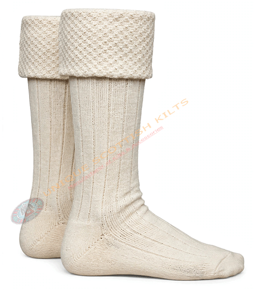 Half White Scottish Clan Traditional Kilt Hose - Image 3