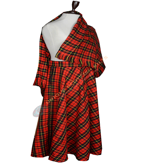 Women’s Scottish Tartan Circle Skirt - Full Length Ladies Tartan Maxi Circle Skirt With Shawl - Image 2