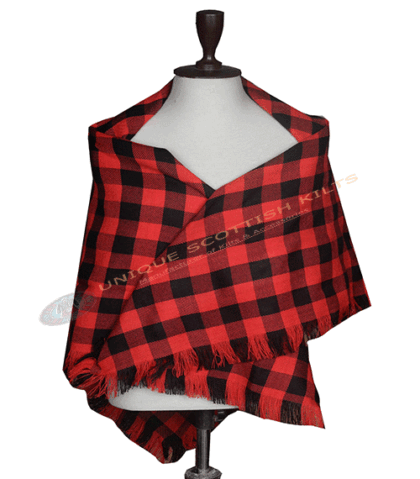 Macgregor Rob Roy Tartan Shawl – Traditional Scottish Highland Shoulder Plaid, Fringed Tartan Wrap Women