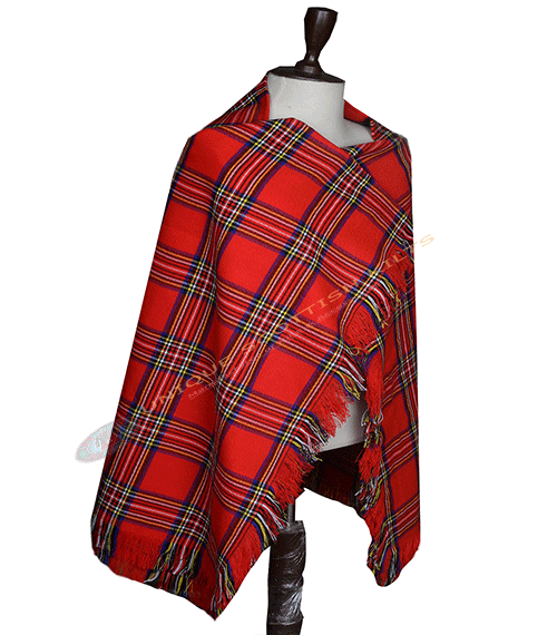 Royal Stewart Tartan Shawl – Traditional Scottish Highland Shoulder Plaid, Fringed Tartan Wrap Women - Image 2