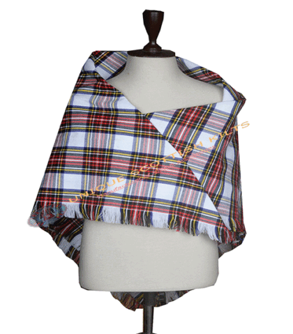 Dress Stewart Tartan Shawl – Traditional Scottish Highland Shoulder Plaid, Fringed Tartan Wrap Women