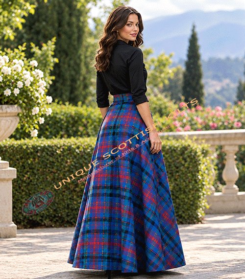 Women’s Scottish Tartan Circle Skirt – Full Length Ladies Tartan Maxi Circle Skirt With Shawl - Image 2