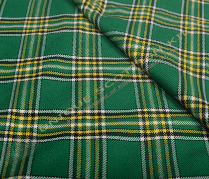 Irish-Green-Tartan Fabric - Running Yards - 16 Oz Weight, 54 inches Width
