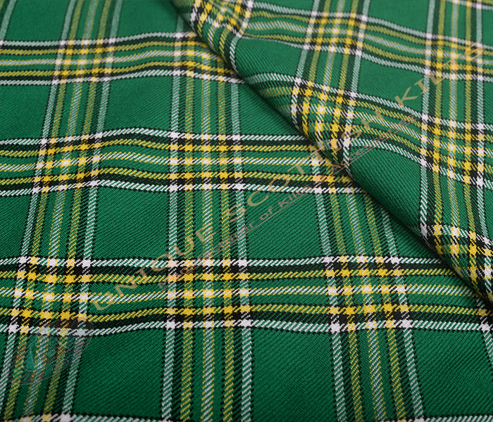 Irish-Green-Tartan Fabric - Running Yards - 16 Oz Weight, 54 inches Width