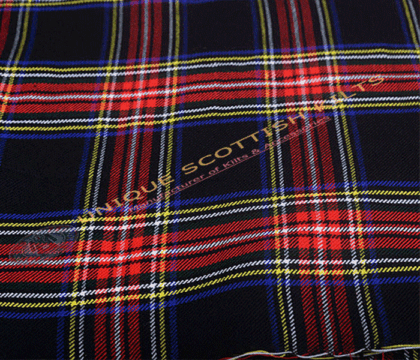 Black-Stewart Tartan Fabric - Running Yards - 16 Oz Weight, 54 inches Width