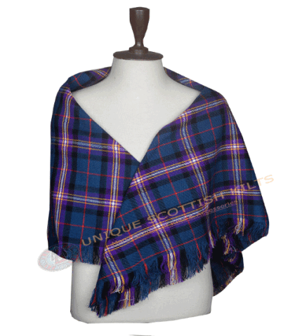 Masonic Tartan Shawl – Traditional Scottish Highland Shoulder Plaid, Fringed Tartan Wrap Women